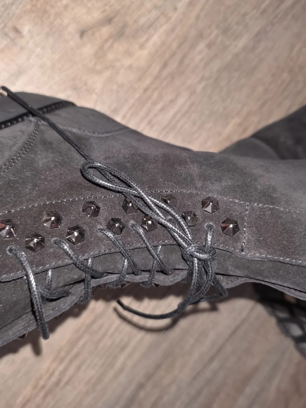 La CANADIENNE Black Suede Studded Lace-Up Mid-Calf Boots
